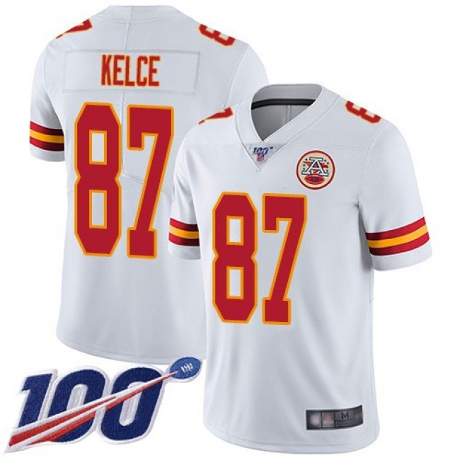 Nike Chiefs #87 Travis Kelce White Men's Stitched NFL 100th Season Vapor Limited Jersey