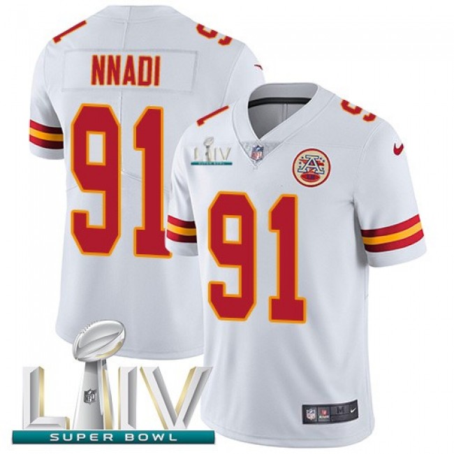 Nike Chiefs #91 Derrick Nnadi White Super Bowl LIV 2020 Men's Stitched NFL Vapor Untouchable Limited Jersey