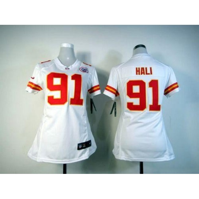 Women's Chiefs #91 Tamba Hali White Stitched NFL Elite Jersey