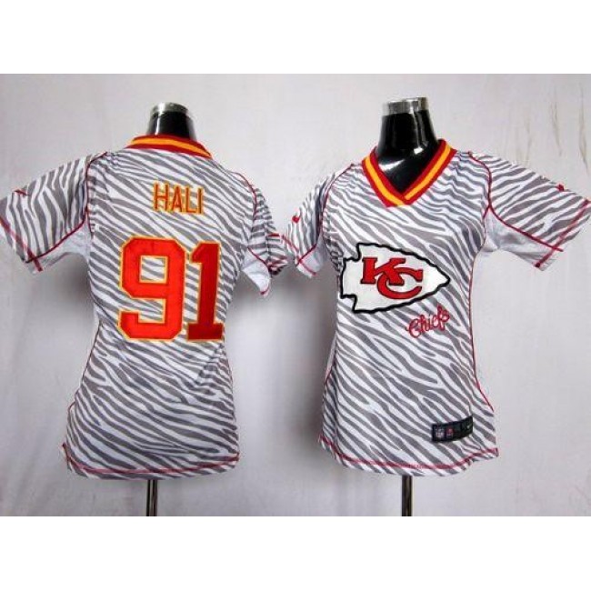 Women's Chiefs #91 Tamba Hali Zebra Stitched NFL Elite Jersey