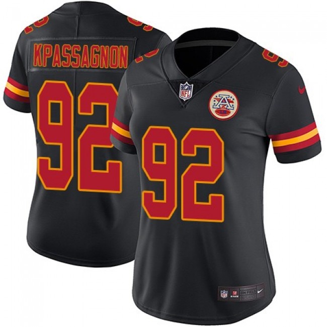 Women's Chiefs #92 Tanoh Kpassagnon Black Stitched NFL Limited Rush Jersey