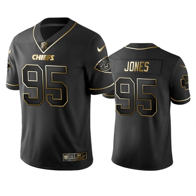 Nike Chiefs #95 Chris Jones Black Golden Limited Edition Stitched NFL Jersey