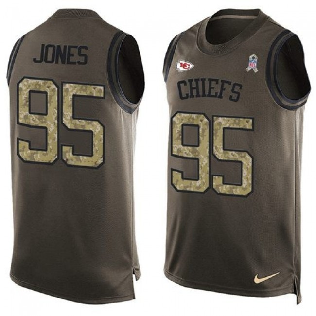 Nike Chiefs #95 Chris Jones Green Men's Stitched NFL Limited Salute To Service Tank Top Jersey