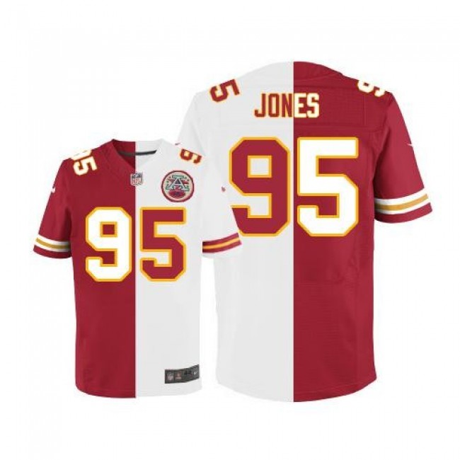 Nike Chiefs #95 Chris Jones Red/White Men's Stitched NFL Elite Split Jersey