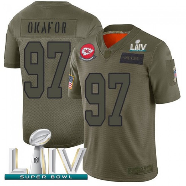 Nike Chiefs #97 Alex Okafor Camo Super Bowl LIV 2020 Men's Stitched NFL Limited 2019 Salute To Service Jersey