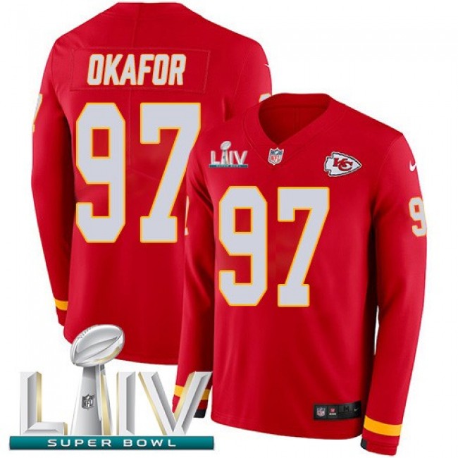 Nike Chiefs #97 Alex Okafor Red Super Bowl LIV 2020 Team Color Men's Stitched NFL Limited Therma Long Sleeve Jersey