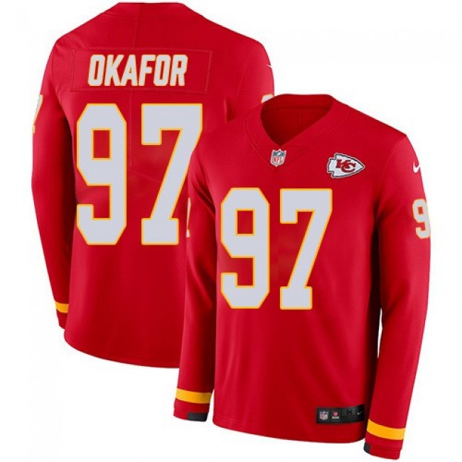 Nike Chiefs #97 Alex Okafor Red Team Color Men's Stitched NFL Limited Therma Long Sleeve Jersey