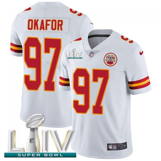 Nike Chiefs #97 Alex Okafor White Super Bowl LIV 2020 Men's Stitched NFL Vapor Untouchable Limited Jersey