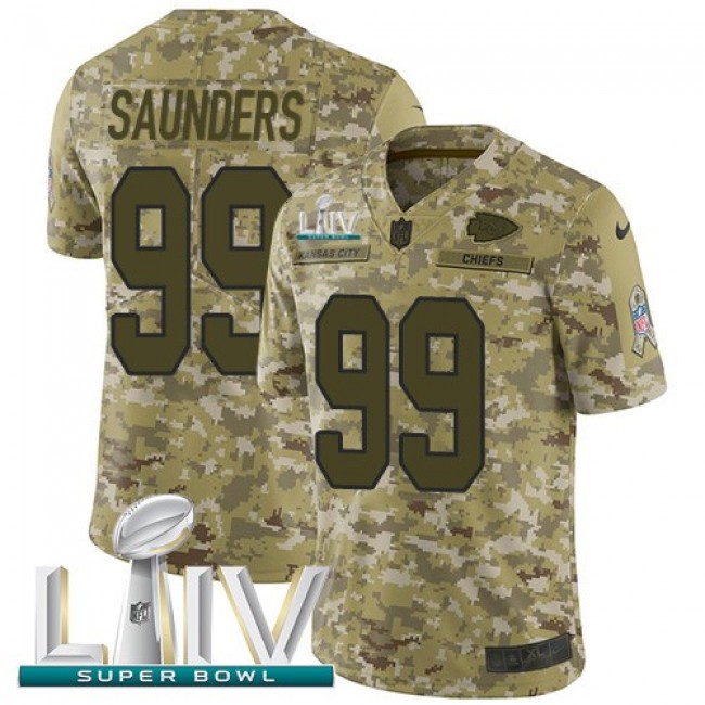 Nike Chiefs #99 Khalen Saunders Camo Super Bowl LIV 2020 Men's Stitched NFL Limited 2018 Salute To Service Jersey