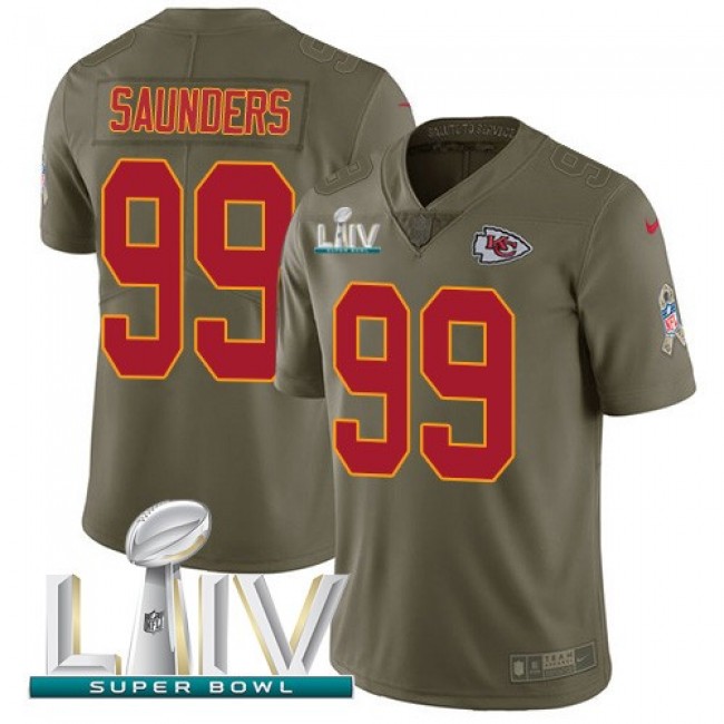 Nike Chiefs #99 Khalen Saunders Olive Super Bowl LIV 2020 Men's Stitched NFL Limited 2017 Salute To Service Jersey