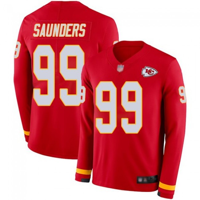 Nike Chiefs #99 Khalen Saunders Red Team Color Men's Stitched NFL Limited Therma Long Sleeve Jersey