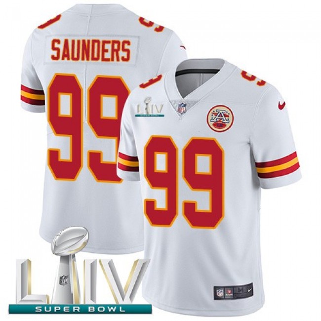 Nike Chiefs #99 Khalen Saunders White Super Bowl LIV 2020 Men's Stitched NFL Vapor Untouchable Limited Jersey