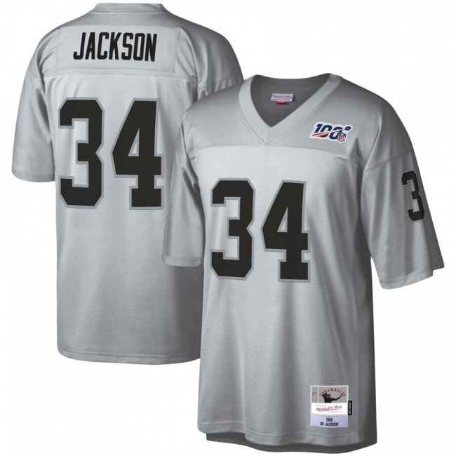 Las Vegas Raiders #34 Bo Jackson Mitchell & Ness NFL 100 Retired Player Platinum Jersey