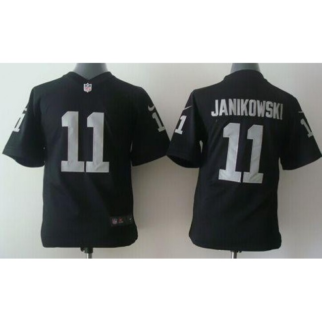 Las Vegas Raiders #11 Sebastian Janikowski Black Team Color Youth Stitched NFL Elite Jersey