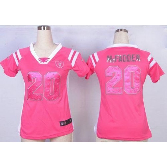 Women's Raiders #20 Darren McFadden Pink Stitched NFL Elite Draft Him Shimmer Jersey