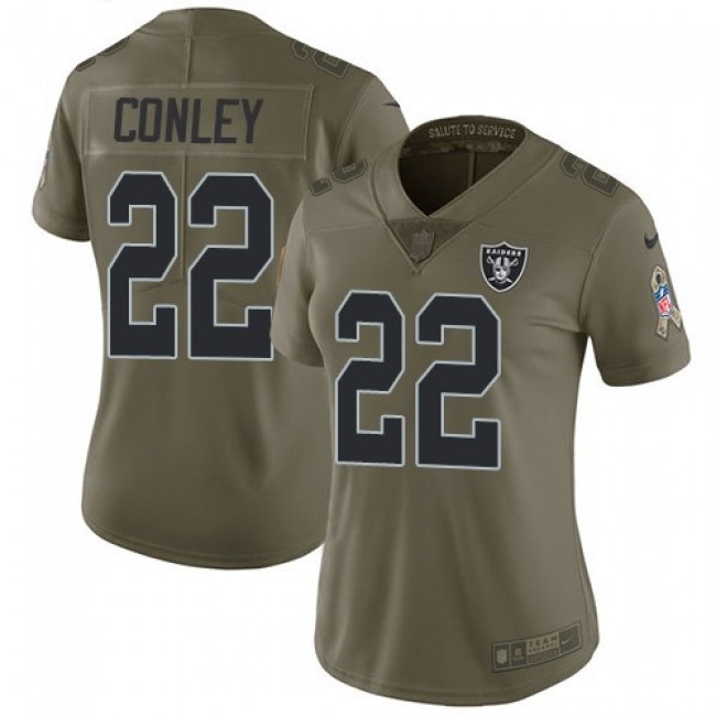 Women's Raiders #22 Gareon Conley Olive Stitched NFL Limited 2017 Salute to Service Jersey
