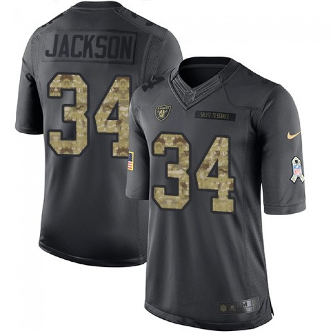 Las Vegas Raiders #34 Bo Jackson Black Youth Stitched NFL Limited 2016 Salute to Service Jersey