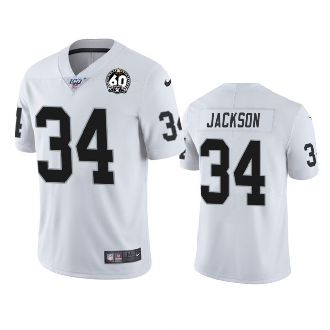 Nike Raiders #34 Bo Jackson White 60th Anniversary Vapor Limited Stitched NFL 100th Season Jersey