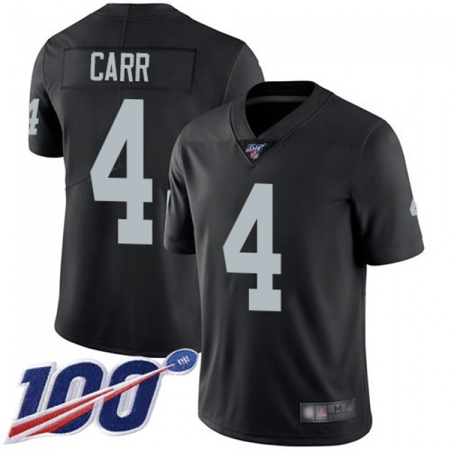 Nike Raiders #4 Derek Carr Black Team Color Men's Stitched NFL 100th Season Vapor Limited Jersey