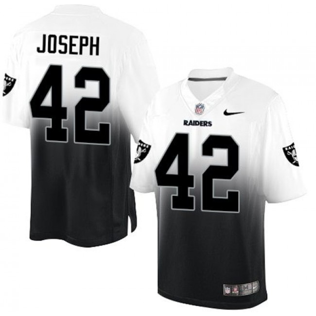 Nike Raiders #42 Karl Joseph White/Black Men's Stitched NFL Elite Fadeaway Fashion Jersey