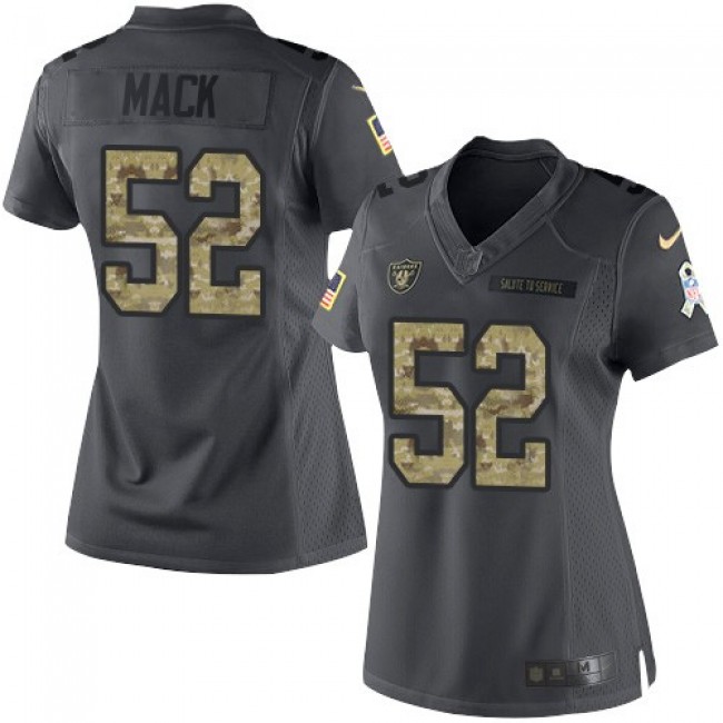 Women's Raiders #52 Khalil Mack Black Stitched NFL Limited 2016 Salute to Service Jersey