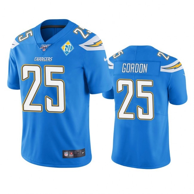 Los Angeles Chargers #25 Melvin Gordon Light Blue 60th Anniversary Vapor Limited NFL Jersey