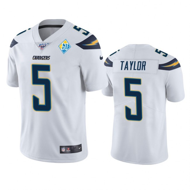 Los Angeles Chargers #5 Tyrod Taylor White 60th Anniversary Vapor Limited NFL Jersey