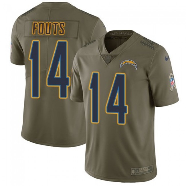 Los Angeles Chargers #14 Dan Fouts Olive Youth Stitched NFL Limited 2017 Salute to Service Jersey
