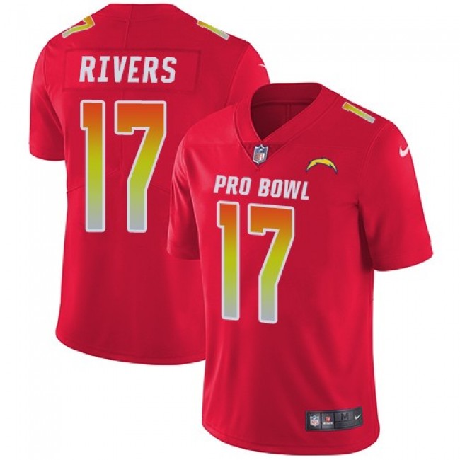 Women's Chargers #17 Philip Rivers Red Stitched NFL Limited AFC 2018 Pro Bowl Jersey