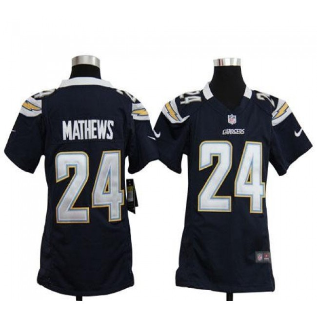 Los Angeles Chargers #24 Ryan Mathews Navy Blue Team Color Youth Stitched NFL Elite Jersey