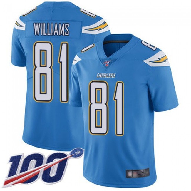 Nike Chargers #81 Mike Williams Electric Blue Alternate Men's Stitched NFL 100th Season Vapor Limited Jersey