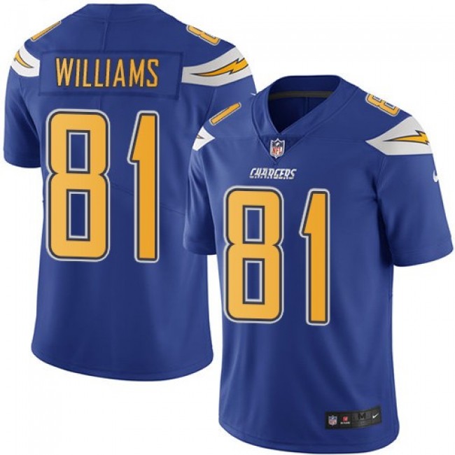 Los Angeles Chargers #81 Mike Williams Electric Blue Youth Stitched NFL Limited Rush Jersey