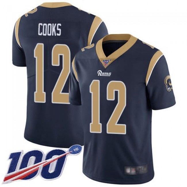 Nike Rams #12 Brandin Cooks Navy Blue Team Color Men's Stitched NFL 100th Season Vapor Limited Jersey