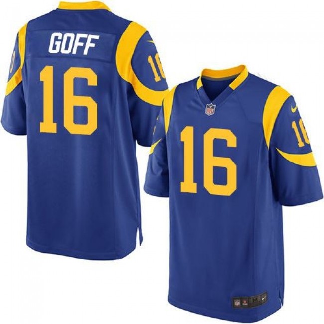 Los Angeles Rams #16 Jared Goff Royal Blue Alternate Youth Stitched NFL Elite Jersey