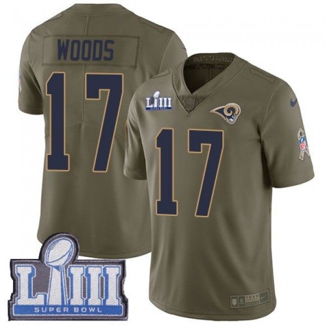 Nike Rams #17 Robert Woods Olive Super Bowl LIII Bound Men's Stitched NFL Limited 2017 Salute to Service Jersey