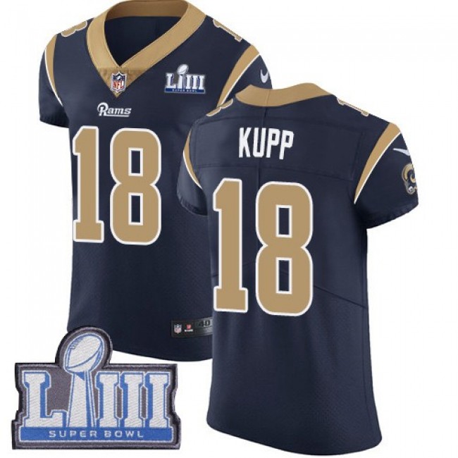 Nike Rams #18 Cooper Kupp Navy Blue Team Color Super Bowl LIII Bound Men's Stitched NFL Vapor Untouchable Elite Jersey