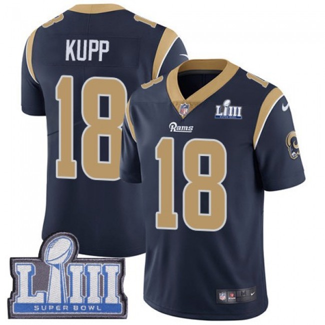 Nike Rams #18 Cooper Kupp Navy Blue Team Color Super Bowl LIII Bound Men's Stitched NFL Vapor Untouchable Limited Jersey