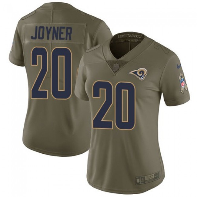 Women's Rams #20 Lamarcus Joyner Olive Stitched NFL Limited 2017 Salute to Service Jersey