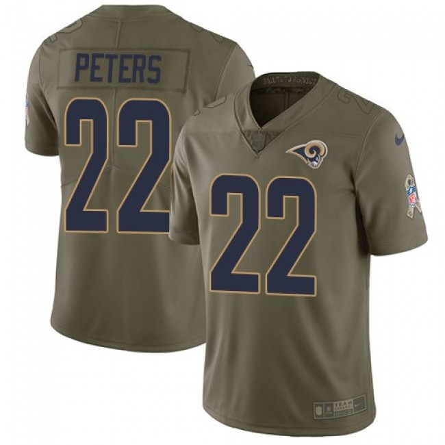 Nike Rams #22 Marcus Peters Olive Men's Stitched NFL Limited 2017 Salute To Service Jersey