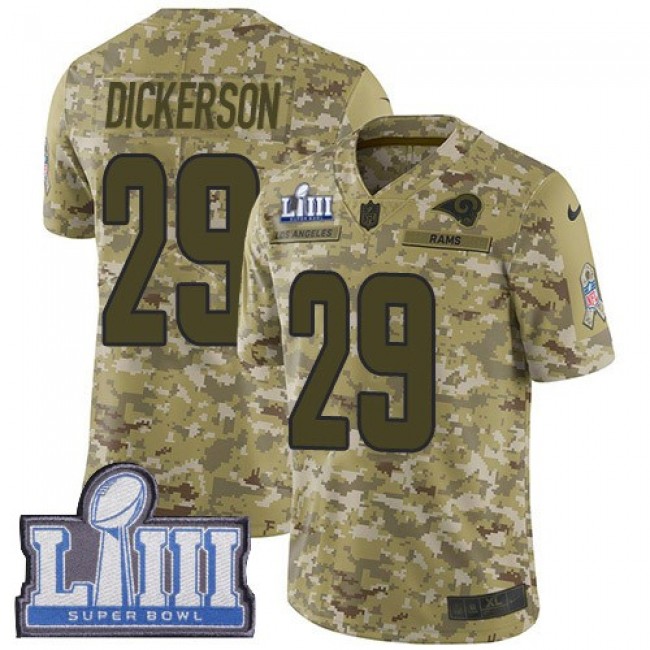Nike Rams #29 Eric Dickerson Camo Super Bowl LIII Bound Men's Stitched NFL Limited 2018 Salute To Service Jersey