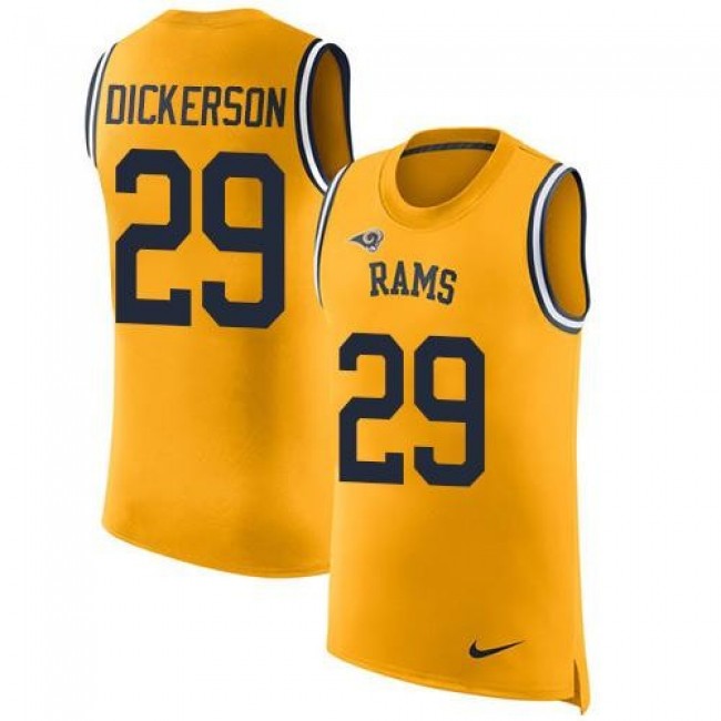 Nike Rams #29 Eric Dickerson Gold Men's Stitched NFL Limited Rush Tank Top Jersey