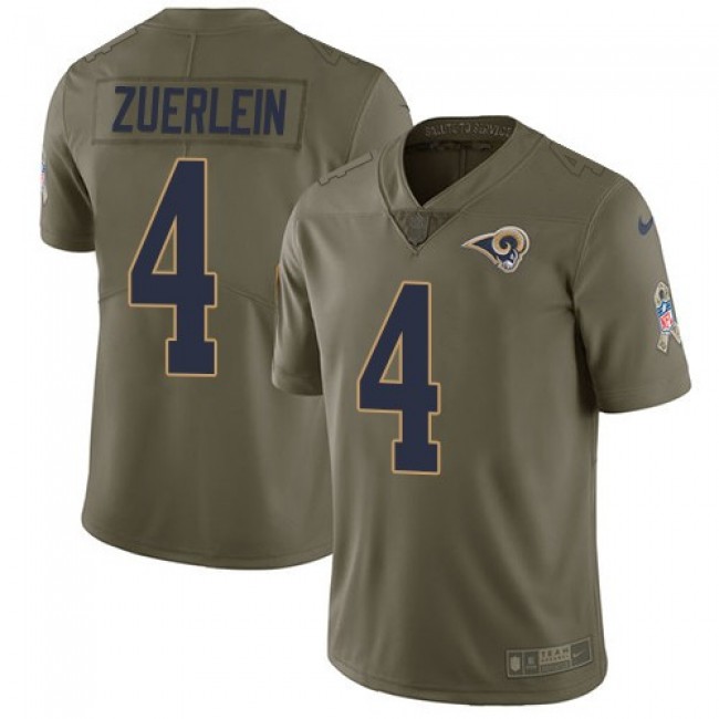 Los Angeles Rams #4 Greg Zuerlein Olive Youth Stitched NFL Limited 2017 Salute to Service Jersey