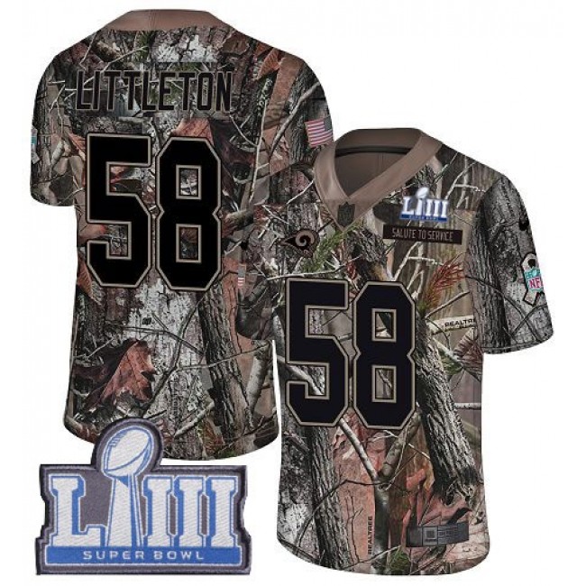 Nike Rams #58 Cory Littleton Camo Super Bowl LIII Bound Men's Stitched NFL Limited Rush Realtree Jersey