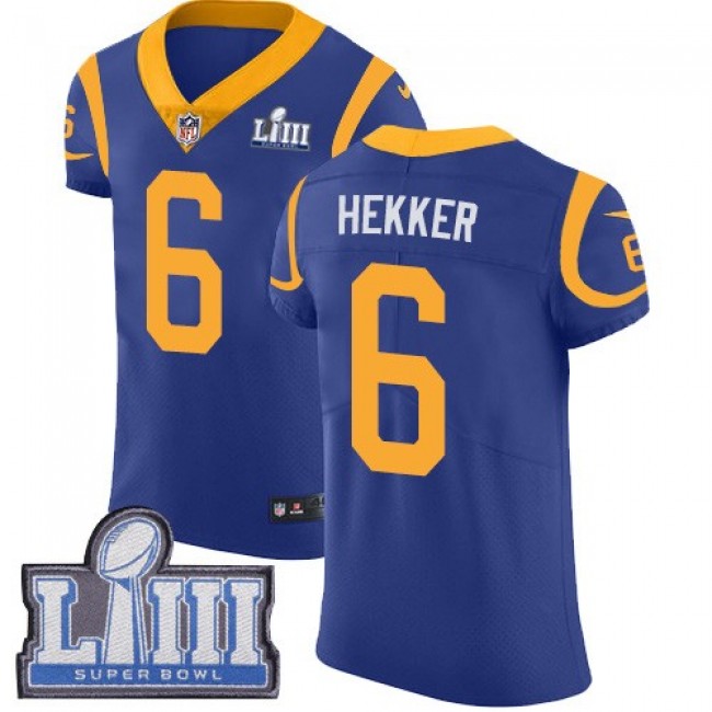Nike Rams #6 Johnny Hekker Royal Blue Alternate Super Bowl LIII Bound Men's Stitched NFL Vapor Untouchable Elite Jersey