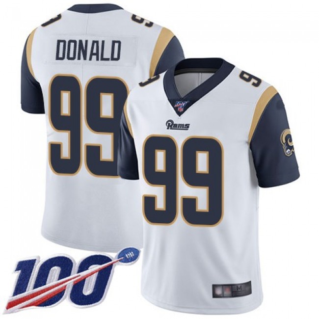Nike Rams #99 Aaron Donald White Men's Stitched NFL 100th Season Vapor Limited Jersey