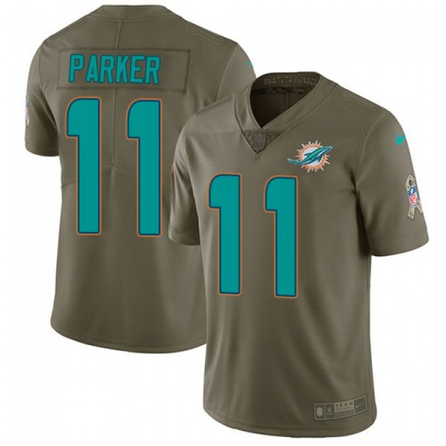 Miami Dolphins #11 DeVante Parker Olive Youth Stitched NFL Limited 2017 Salute to Service Jersey