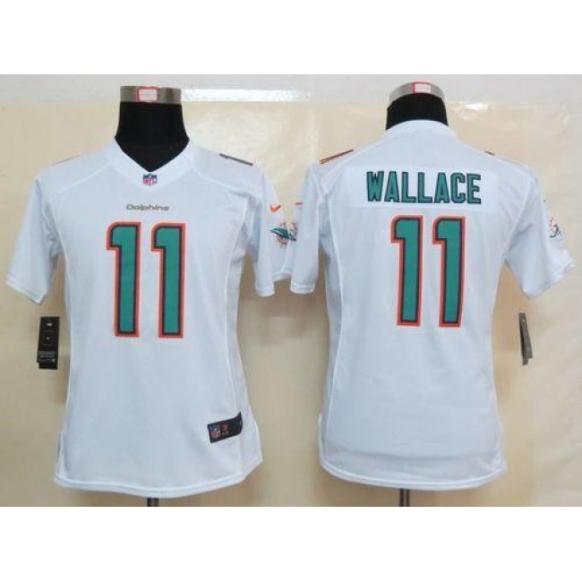 Women's Dolphins #11 Mike Wallace White Stitched NFL Limited Jersey