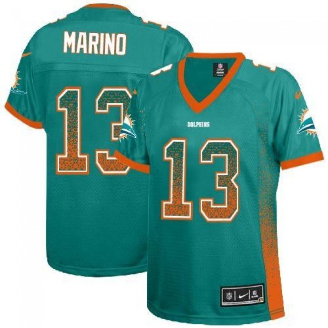 Women's Dolphins #13 Dan Marino Aqua Green Team Color Stitched NFL Elite Drift Jersey