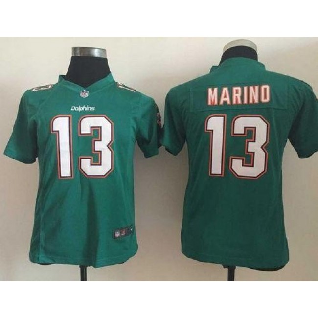 Miami Dolphins #13 Dan Marino Aqua Green Team Color Youth Stitched NFL Elite Jersey