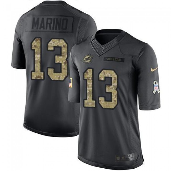 Miami Dolphins #13 Dan Marino Black Youth Stitched NFL Limited 2016 Salute to Service Jersey